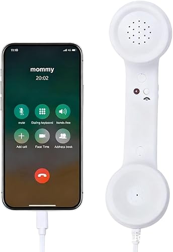 Miniatura 6 de Auricular retro para teléfono, teléfono retro inteligente para iPhone y Android, receptor de mango fijo estilo retro tipo C con micrófono y altavoz