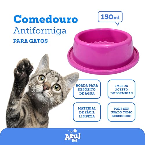 Kit 2 Comedouro Antiformiga para Gatos, Rosa, 150ml, Kit com 2 Unidades, 16x16x5 cm