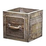 Country Style Wood Planter Box [1-Drawer] Rustic Wooden Flower Box - 5.5'x5.5' Square Planter - Small Wood Crates Unfinished Succulent Planters - Decorative Wooden Boxes for Flower Arrangements