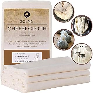 Cheesecloth, Grade 90, 36 Sq Feet, Reusable, 100% Unbleached Cotton Fabric, Ultra Fine