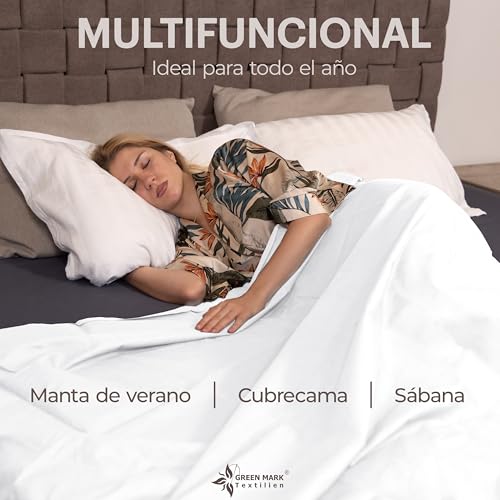 Miniatura 6 de Green Mark Textilien Sábana Plana 100 Algodón Sábana Clásica Sin Elástico, Suave Para La Piel, Fácil De Cuidar, Lavable A Alta Temperatura - Blanco - 150x250 Cm