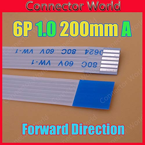 Gimax 100x New FFC FPC flat flexible 6pin cable 1.0mm pitch 6 pin forward Length 200mm Width 7mm 6p Ribbon Flex Cable