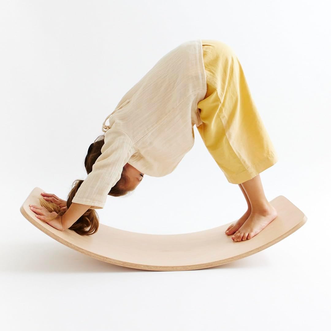 Sarah's Silks Wooden Wavee Board | 100% Natural Wood Balance Board | Rock, Spin, Slide & Open-Ended Play | Montessori Inspired Board for Children, Toddlers & Adults