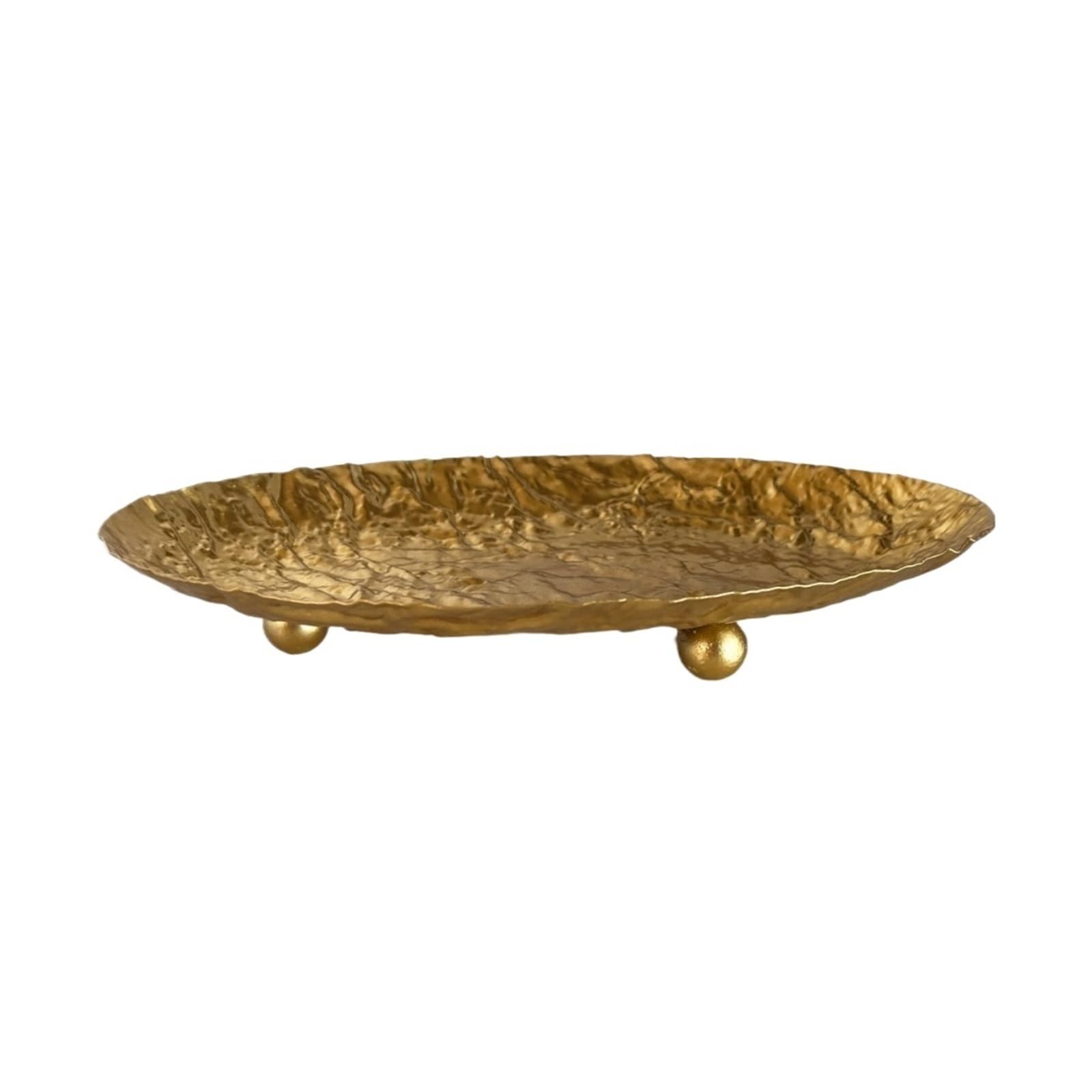 Hammered Tray Wrought Iron Desktop Storage Tray with Hammer Texture Golden Key Plate Wrinkle Design Sundries Organizer for Coffee and Jewellery