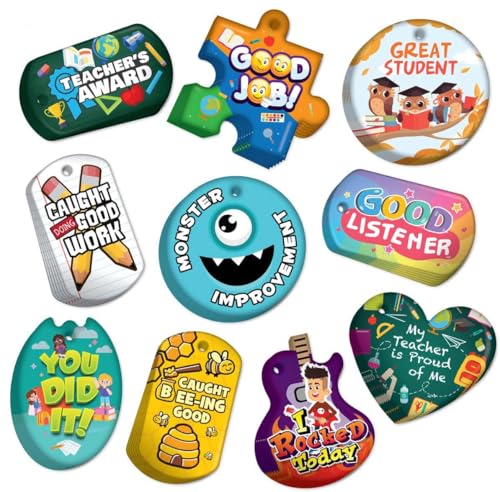 Brag Tags to Support, Build, & Recognize Positive Student Behavior in School Classrooms Value Pack: 100 Tags (10 Tags for Each Shape)