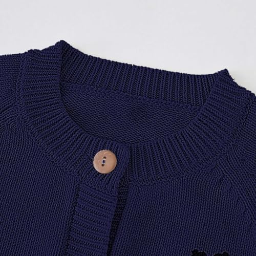 Toddler Baby Girls Knit Cardigan Long Sleeve Button Down Crewneck Sweater Winter Kids Solid Embroidery Coat3