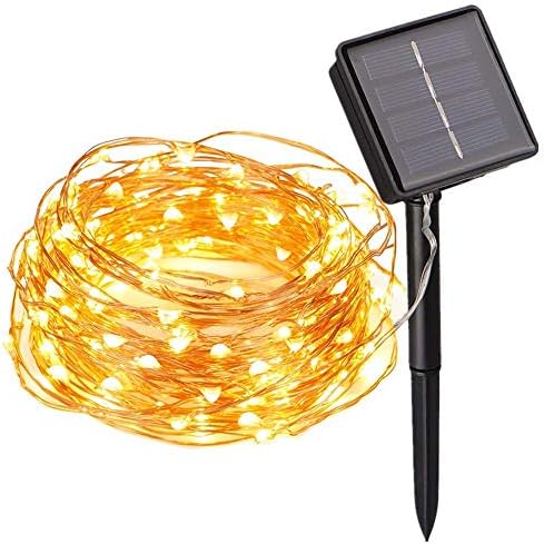 Solar String Lights, 100 LED Solar Fairy Lights 33 feet 8 Modes Copper Wire Lights Starry String Lights Indoor Outdoor Waterproof Solar Decoration Lights for for Garden Yard Cafe Home Christmas Party