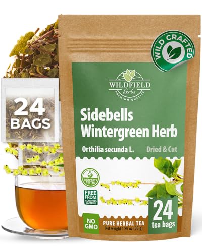 Image of 24 Bags Dried Cut Sidebells Wintergreen Herb Tea (Orthilia Secunda) - 24 Count 1.5g Tea Bags One-Sided Wintergreen Orthilia (Peralito)
