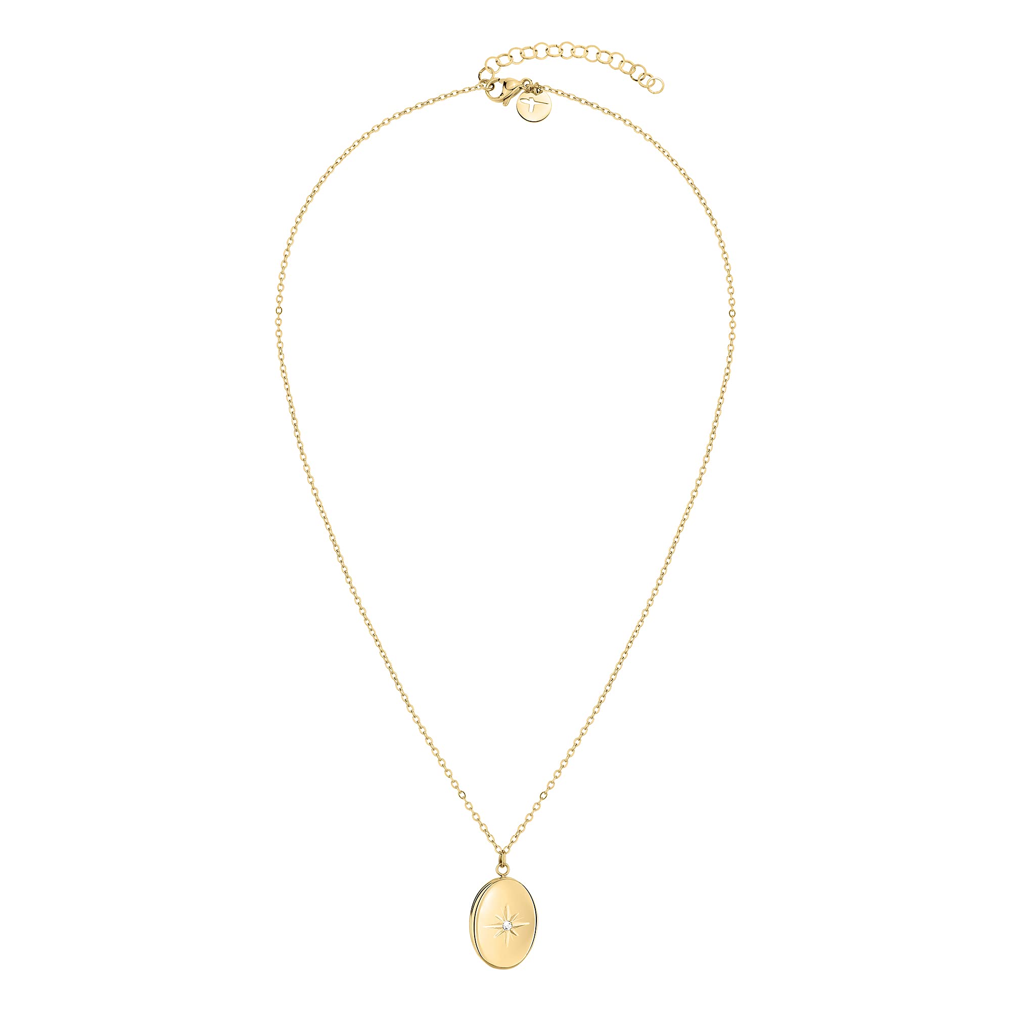 Tamaris Halskette für Damen, Halsschmuck in Silber, Gold & Roségold, Kette mit Amulett aus Edelstahl, wasserfest