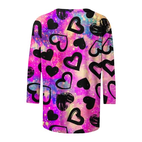Camisetas femininas para dia dos namorados outono verão manga longa 3/4 gola canoa caimento solto ca