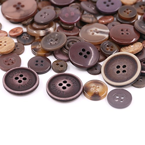Rustark 650Pcs Brown Resin Buttons Favorite Findings Basic Buttons 2 And 4 Holes Craft Buttons For Arts, Diy Crafts, Decoration, Sewing - Sizes Range From 0.28 To 1.18 Inch #TOP1