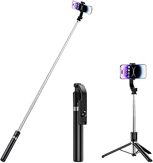 MYKOMI Selfie Stick, 51 inch Extendable and Portable Stable Selfie Stick Tripod with Wireless Remote Shutter Compatible with iPhone Android Smartphone for Video Recording, Photo