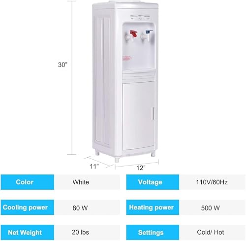 Miniatura 7 de ARLIME Dispensador de agua de carga superior, enfriador de agua fría y caliente para botellas de 3 a 5 galones, bloqueo de seguridad para niños,