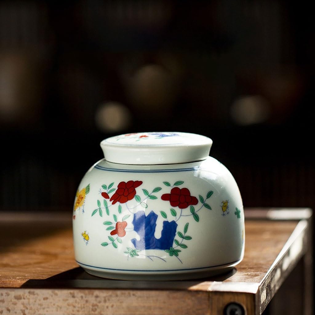 Barattoli Da Tè Barattolo da viaggio for riporre il tè in porcellana bianca Barattolo da tè Pu'er Barattolo da tè con tazza di pollo dipinto a mano Barattolo sigillato in ceramica Barattolo Per Conser