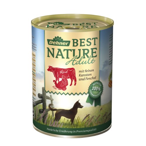 Dehner Best Nature Hundefutter, Nassfutter, Rind / Pute, 6 x 400 g (2.4 kg)
