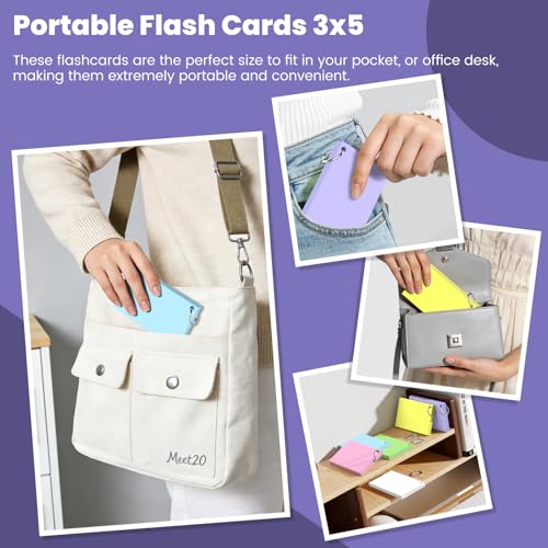 300 PCS Index Cards 3x5 in Blank Flashcards, 3x5 Cue Cards, Flash Cards with 6 Metal Binder Ring, Colored Paper Record, Study, Recipe Revision Flashcards for Taking Notes, Reminder image 7