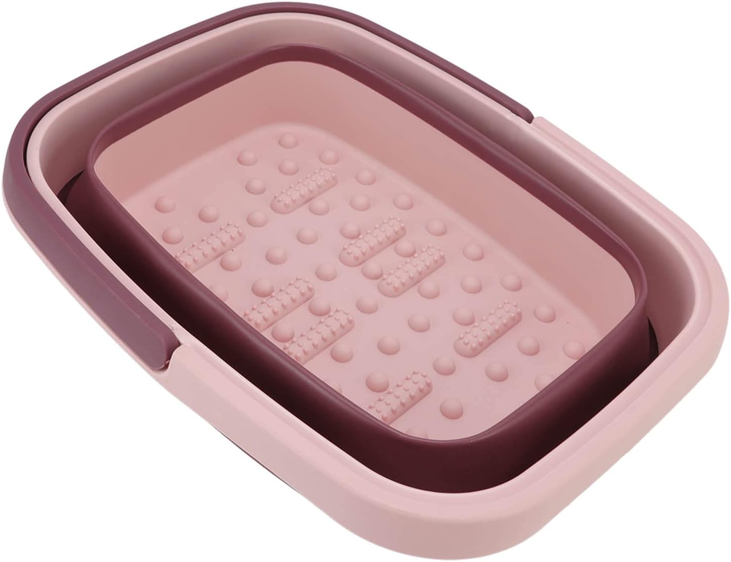 Foot Soaking Tub, Foot Bath Soak Tub Silicone Foldable Foot Tub, Portable Foot Massage Bath Bucket, Household Foot Spa Basin Bucket with Handle for Camping Hiking (Rose)