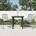 AGANS 3 Piece Patio Dining Set with Black PVC Rattan and Durable Steel Frame