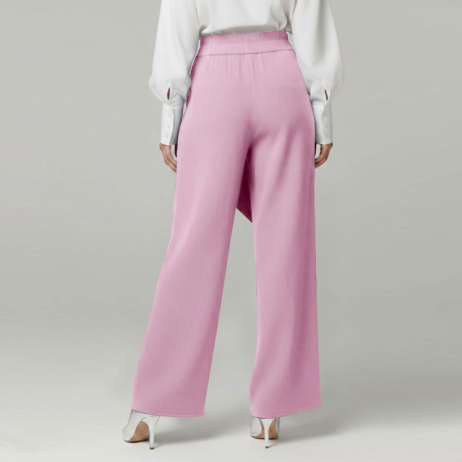 Womens Wide Leg Cotton Linen Pants Asymmetrical Casual Baggy High Waisted Pant with Pockets Spring Summer Trousers
