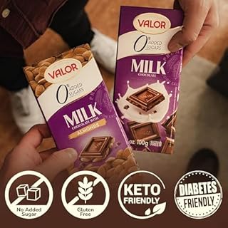 Valor, No Sugar Added, Creamy Milk Chocolate Bar With Hazelnut Filling, 100 grams