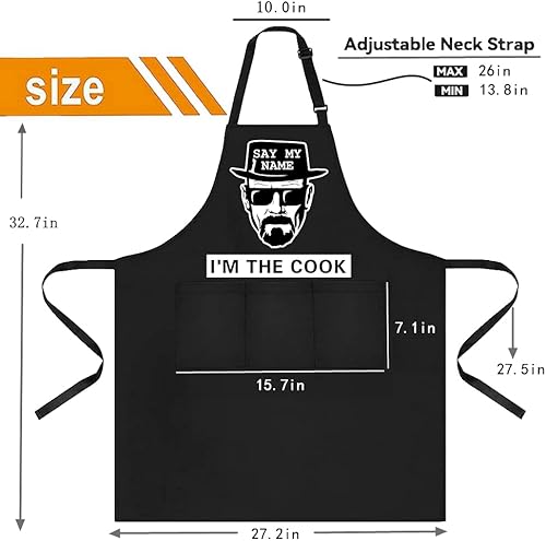 Miniatura 2 de Debuosim Delantal divertido para hombres, delantal de chef de cocina con bolsillos, tamaño ajustable, regalos creativos para novio, papá, marido,