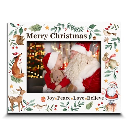 BELLA BUSTA- Merry Christmas Theme Picture Frame- Joy, Peace, Love,