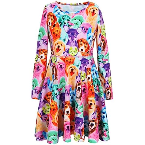 Jxstar Long Sleeve Rainbow Dog Dress Cover