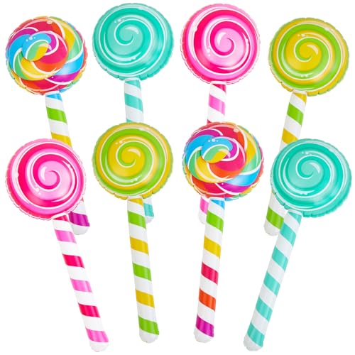 Poen 8 Pcs Large Inflatable Lollipop 31.5 Inch Candy Birthday Party Decorations Inflatable Giant Lollipop Prop Candy Shape Balloons For Themed Party Favors(Vintage)