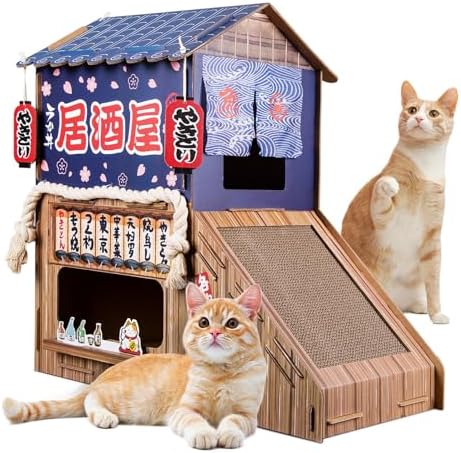 opbodqo猫 ベッド（重型紙），二階建猫 ケージ，猫 爪研ぎ，可爱的猫 おもちゃ，あらゆるサイズの猫に適しています