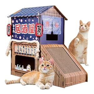 Opbodqo Japanisches Izakaya Katzenhaus mit Kratzbrett