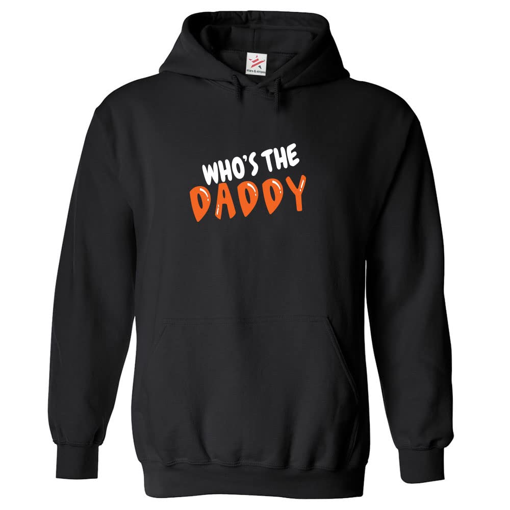 Stars and Stripes Who's The Daddy Funny Classic Unisex Adults Pullover Hoodie for Father To Be (XL, Black)
