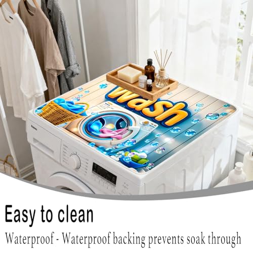 Image of Nuxovilar Bubbles Dryer Cover Top 23.6x19.6in Protective Mat | Dryer covers top bubbles protective mat laundry room home decor dust (Bubbles)