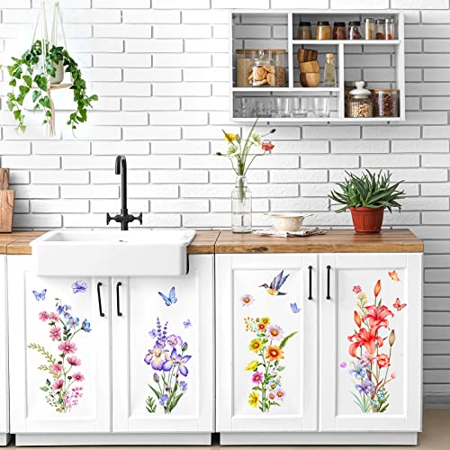 Watercolor Flower Wall Decals Stickers Birds Butterfly Floral Wall Stickers Removable Wildflower Wall Decor For Summer Girls Bedroom Living Room Nursery Decoration #TOP3