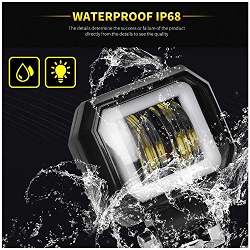 Motorcycle Fog Lights, 2PCS LED Off Road Lights 40W 3Inch Motorcycle Driving Light with DRL Angel Eye 6000K White Spot Lighting Off-road Vehicle Marine Work Light, 2 Years Warranty - Thumbnail 3