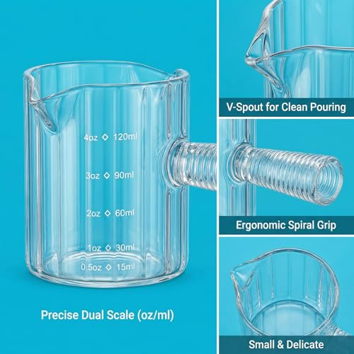 Jigger de vidrio para barman con mango de acero inoxidable multiunidad 8
