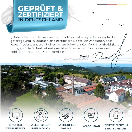 Glückstoff® Feder- und Daunendecke 200x220cm Daunen Federn Ganzjahresdecke – Ansicht 6