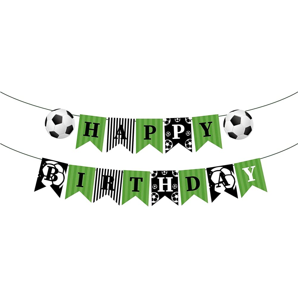 thePartyPopper 1 PC Soccer Happy Birthday Banner Football Theme Birthday Party Decoration Football Birthday Party Supplies for Boys Soccer Theme Celebrations
