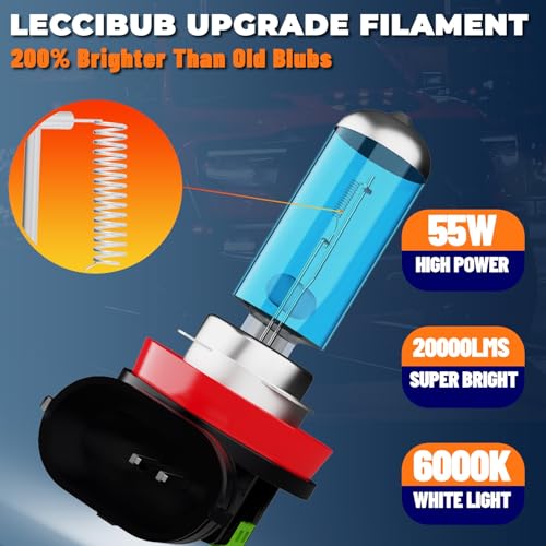 Image of Fog Light Bulbs Compatible With Chevy Cruze 2011-2019, H11 Fog Lights Halogen Light Bulb, Super Bright 6000K White, Plug and Play, Pack of 2