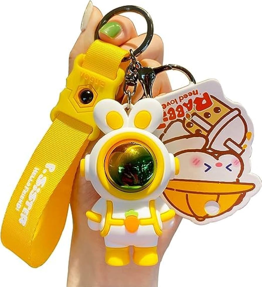 うさぎさん じゃらじゃらキーホルダー イエロー 一緒に連れてって~♪黄色なチビうさぎさんキーホルダー♡蝶