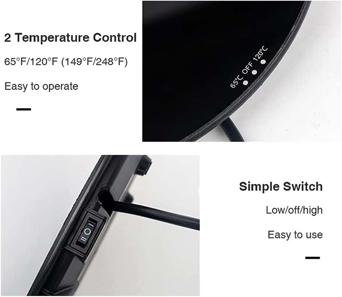 Chauffe-Plats Electrique, Assiette chauffante électrique, avec 2 Contrôle de la Température (65°C/120°C), Plateau Chauffant pour Aliments, pour Fêtes de Famille, Restaurant, Cuisine