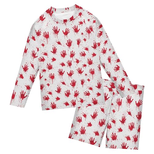 Halloween Pieces Handprint Baby Boys' Toddler Long Sleeved Rashguard Swim Bathing Suit Set B0403473