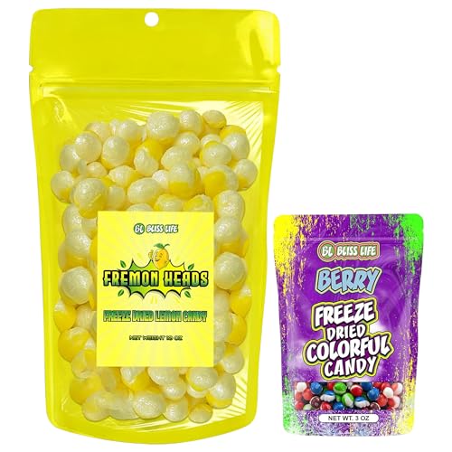 Bliss Life Freeze Dried Candy Bundle – Fremon Heads (10oz) & Berry Colorful Candy (3oz) – ASMR, TikTok Challenge, Sour & Sweet Fusion, Freeze Dried Sour Candy, Unique Novelty, Trendy Snack