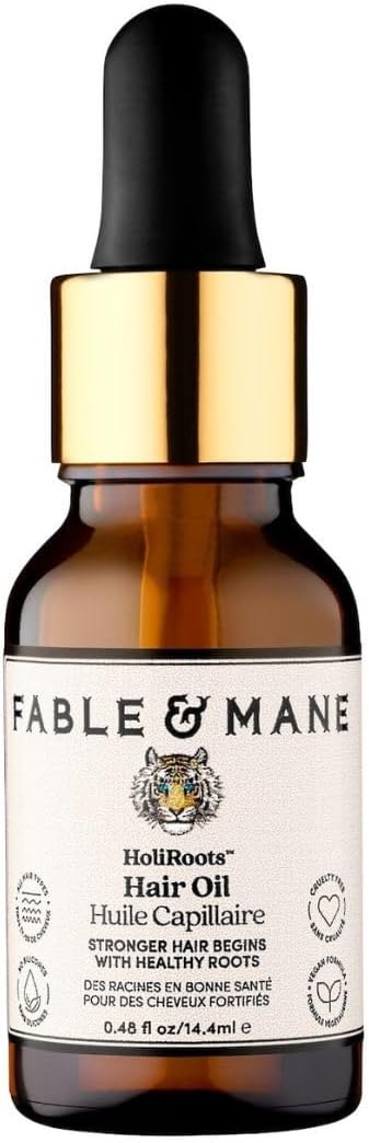 Fable and Mane Hair Oil - HoliRoots Hair Oil & Scalp Oil Treatment. Dry Damaged Hair with Amla and Castor Oil for Pre Wash 14.4ml