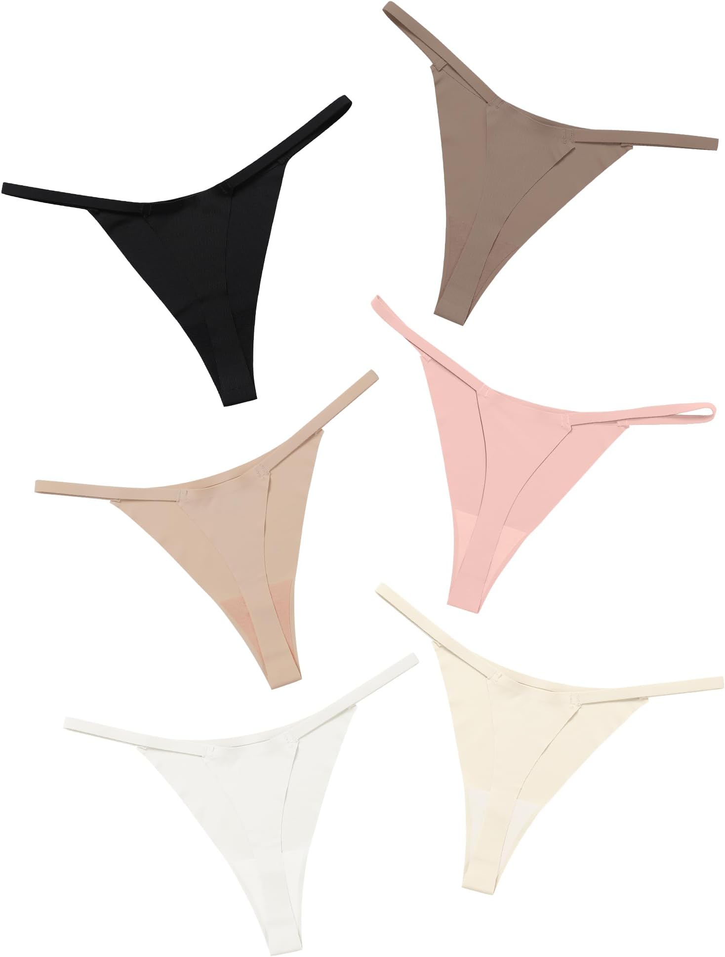 DEANGELMON Seamless G-string Thongs for Women - No Show Thong Underwear Low Rise Stretch Panties Workout Pack