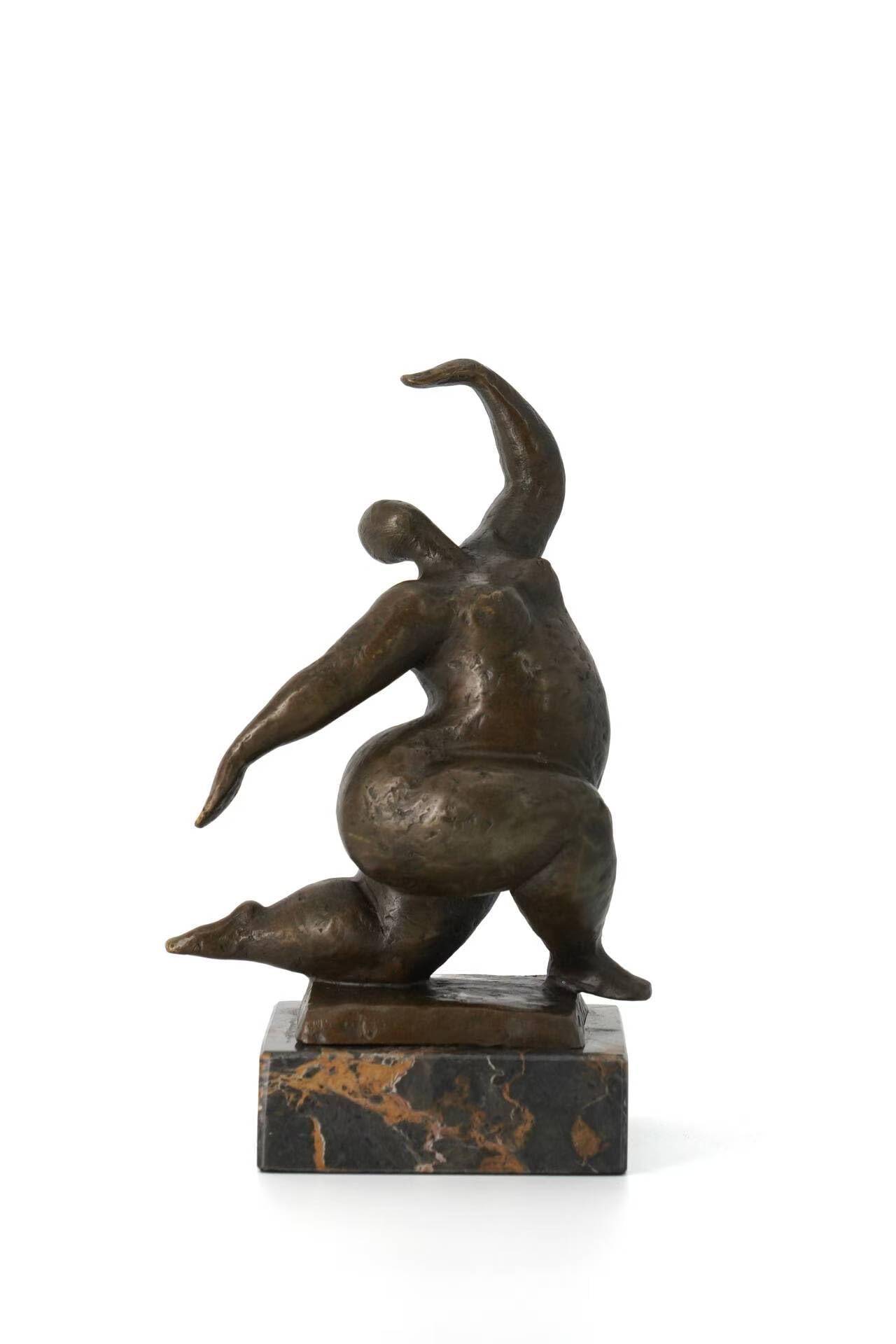 Sculpture de figurine dansante en bronze sur socle marbre | Objet art contemporain TPE-716S