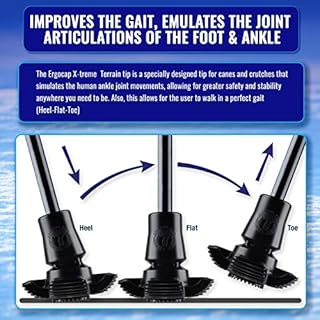 Ergocap X-Treme Terrain with Retractable Metal Spikes for Ice/Snow/Mud/Hiking (Universal) Single Unit, Replacement Grip for Walking Sticks, Trekking Pole, Crutches - for Winter, Snow Safety