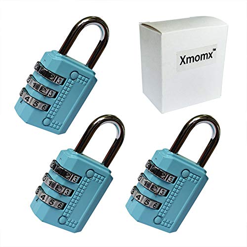 Xmomx-Blue-3-x-Resettable-3-Dial-Digit-Combination-Password-Code-Lock-Padlock-for-Suitcase-Luggage-Travel-Baggage-Backpack-School
