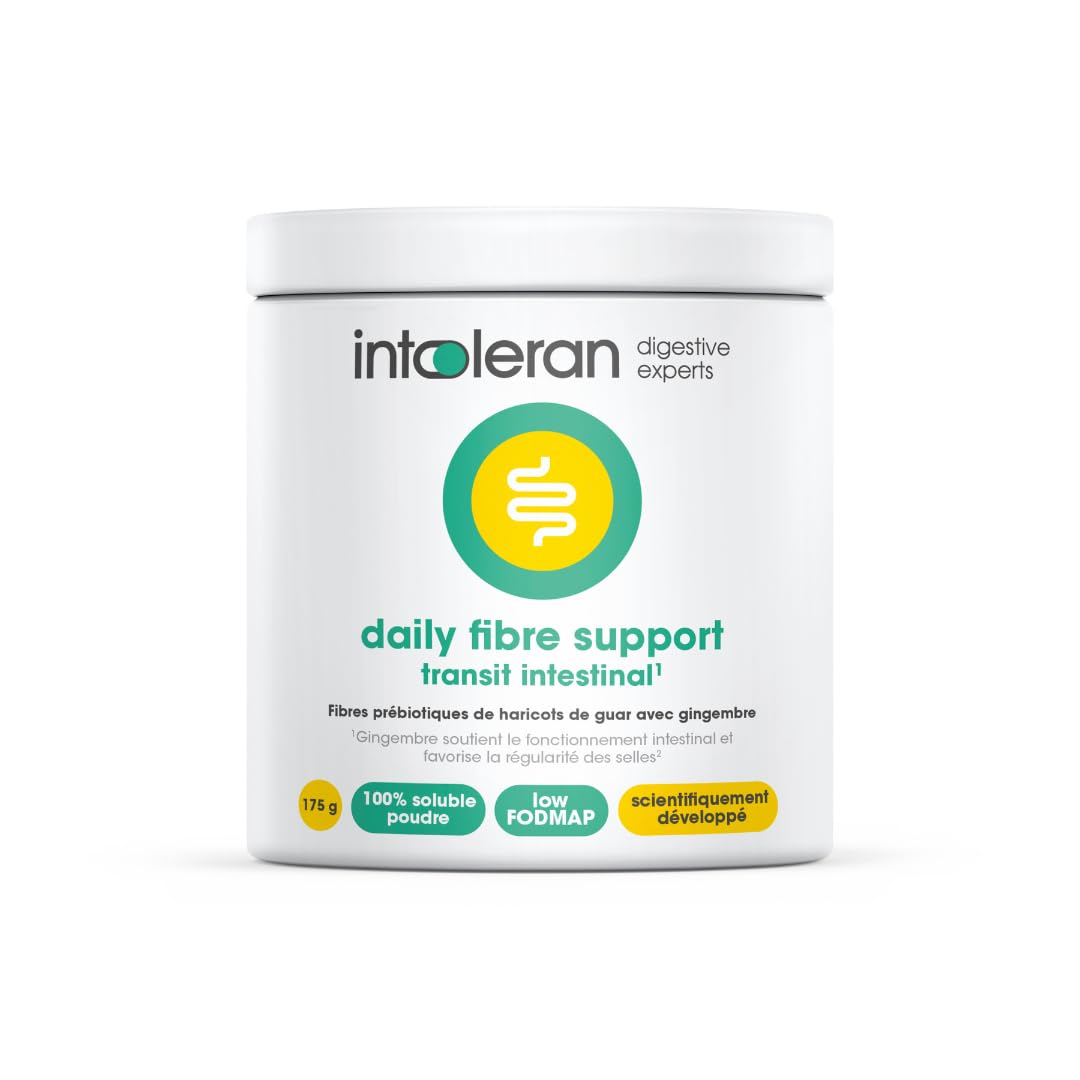 Intoleran Daily Fibre Support - 175 gram di Farina di Guar e Estratto di Zenzero | Per integrare l'assunzione giornaliera di fibre e supportare la funzione intestinale | 100% solubile | Low FODMAP