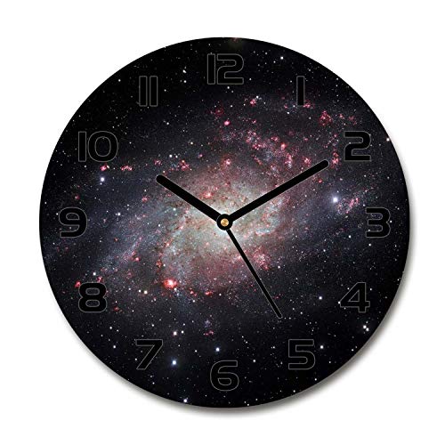 Horloge en verre salon design Tulup 30cm décor nébuleuse moderne - 2