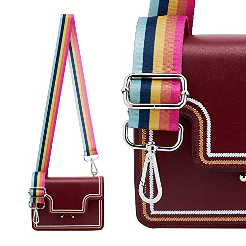 Image of Silvery Buckles Wide Shoulder Strap Adjustable Replacement Belt Crossbody Canvas Bag Handbag
